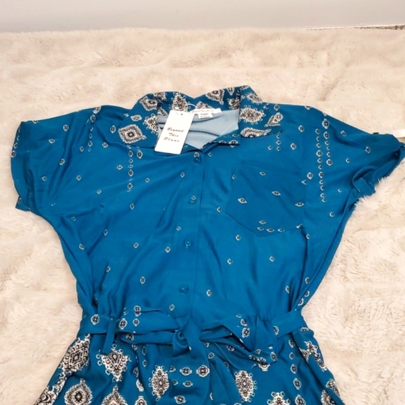 Beyond This Plane Teal Belted Romper One Piece S NWT - Picture 5 of 10